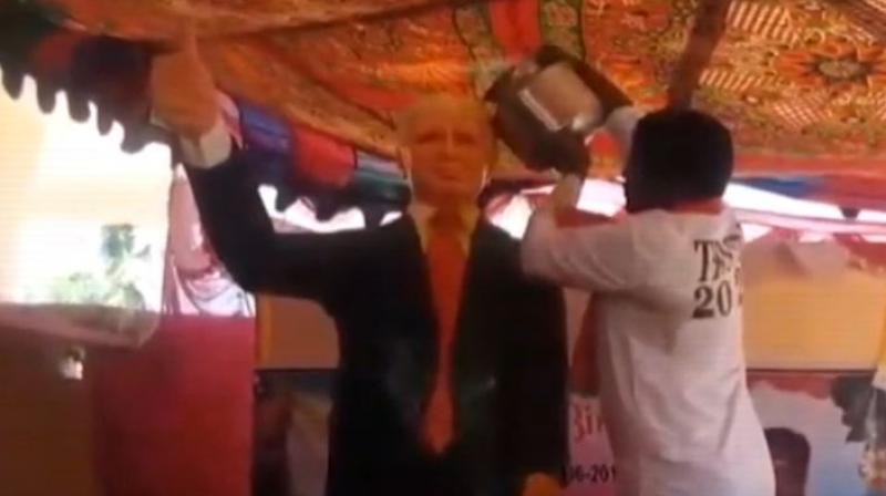 Krishna said he 'worships' Trump because he is a strong leader and he likes his bold attitude. (Photo: Video grab) Krishna said he 'worships' Trump because he is a strong leader and he likes his bold attitude. (Photo: Video grab)