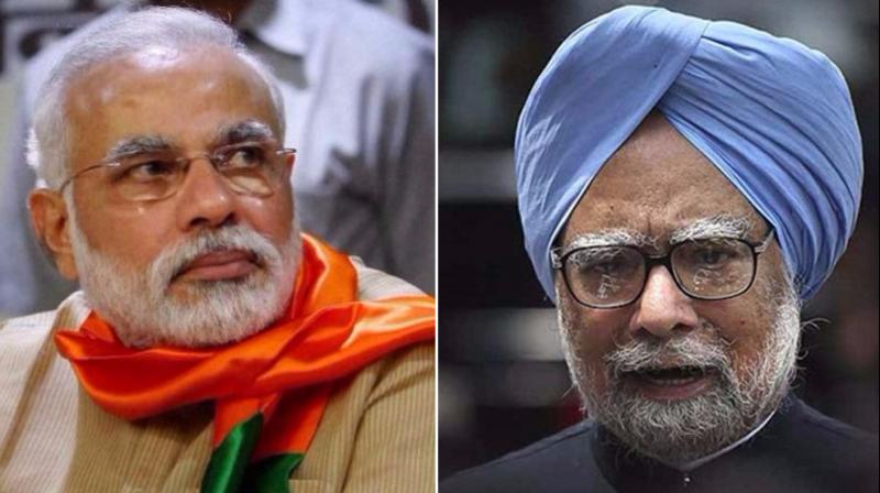 'I am deeply pained and anguished by the falsehood and canards being spread' by Modi, Former Prime Minister Manmohan Singh says. (Photos: PTI) 'I am deeply pained and anguished by the falsehood and canards being spread' by Modi, Former Prime Minister Manmohan Singh says. (Photos: PTI)