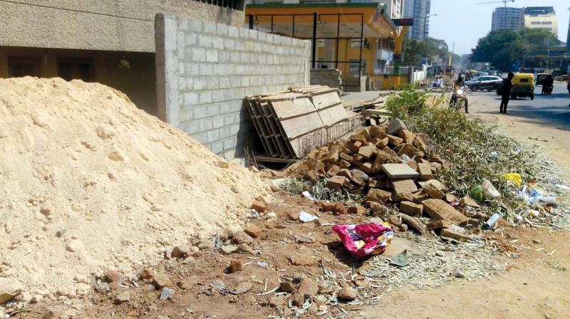 Debris dumped on Bannerghatta Road Debris dumped on Bannerghatta Road