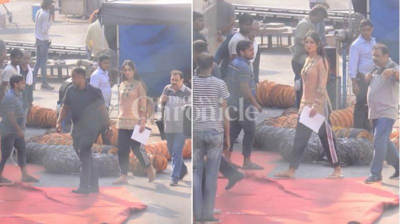 Katrina Kaif snapped on the sets of 'Zero'. Katrina Kaif snapped on the sets of 'Zero'.
