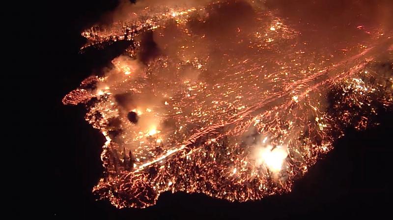 At least 75 homes — most of them in Leilani Estates — have been devoured by streams of red-hot molten rock creeping from about two dozen large volcanic vents, or fissures, that have opened in the ground since Kilauea rumbled back to life four weeks ago. (Photo: AP) At least 75 homes — most of them in Leilani Estates — have been devoured by streams of red-hot molten rock creeping from about two dozen large volcanic vents, or fissures, that have opened in the ground since Kilauea rumbled back to life four weeks ago. (Photo: AP)