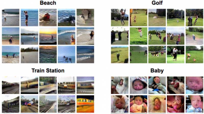 Given a still image from a scene, the CSAIL team's deep-learning algorithm can create a brief video that simulates the future of that scene. Image: Carl Vondrick/MIT CSAIL Given a still image from a scene, the CSAIL team's deep-learning algorithm can create a brief video that simulates the future of that scene. Image: Carl Vondrick/MIT CSAIL
