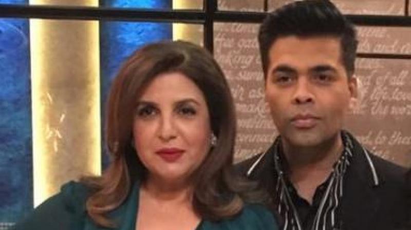Karan Johar and Farah Khan at 'Koffee With Karan'. Karan Johar and Farah Khan at 'Koffee With Karan'.