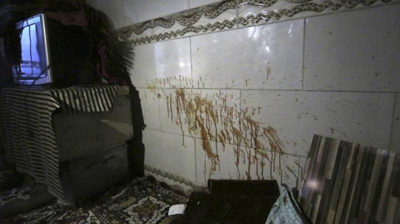 Blood stains are seen on the wall at a parliament member's house after a late night attack in western Kabul, Afghanistan. (Photo: AP) Blood stains are seen on the wall at a parliament member's house after a late night attack in western Kabul, Afghanistan. (Photo: AP)