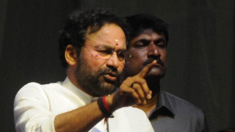 Speaking at a ceremony held for laying foundation stones for 12 national highways in the city on Friday, the Kishan Reddy said the Centre had sanctioned Rs 8,000 crore for constructing 460 km length of national highways in Telangana. (Photo: DC)