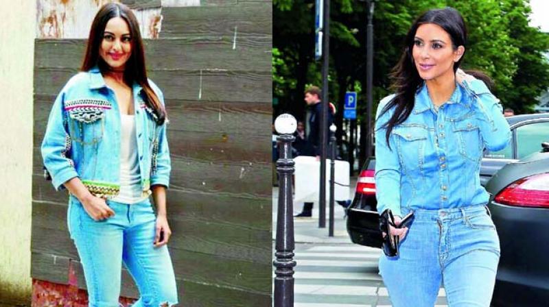 Kim Kardasshian and Sonakshi Sinha. Kim Kardasshian and Sonakshi Sinha.