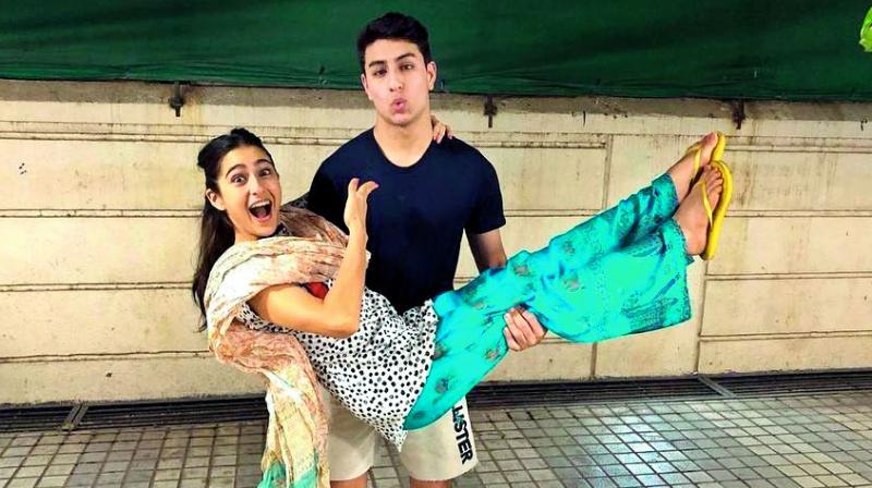 Sara Ali Khan with brother Ibrahim Ali Khan. Sara Ali Khan with brother Ibrahim Ali Khan.