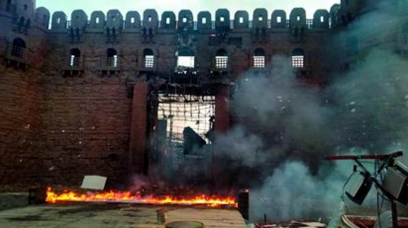 A source explained that the set is highly flammable as they have used fibre and treated grass to construct it. A source explained that the set is highly flammable as they have used fibre and treated grass to construct it.