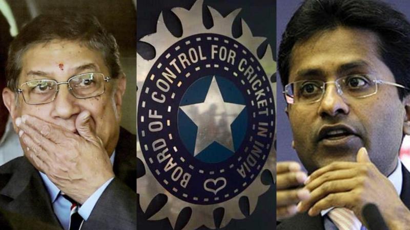 Apart from an 82.66 Cr fine on the BCCI, and an 11.53 Cr fine on N Srinivasan, penalties have also been imposed upon the former chairman of the IPL Lalit Modi (10.65 Cr), former BCCI treasurer MP Pandove (9.72 Cr) and the State Bank of Travancore (7 Cr). The penalties amount to a total of 121.66 Cr. (Photo: PTI / AFP / AP) Apart from an 82.66 Cr fine on the BCCI, and an 11.53 Cr fine on N Srinivasan, penalties have also been imposed upon the former chairman of the IPL Lalit Modi (10.65 Cr), former BCCI treasurer MP Pandove (9.72 Cr) and the State Bank of Travancore (7 Cr). The penalties amount to a total of 121.66 Cr. (Photo: PTI / AFP / AP)