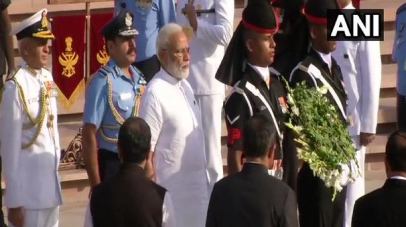 Outgoing Defence Minister and BJP leader Nirmala Sitharaman also accompanied Modi. (Photo: ANI) Outgoing Defence Minister and BJP leader Nirmala Sitharaman also accompanied Modi. (Photo: ANI)