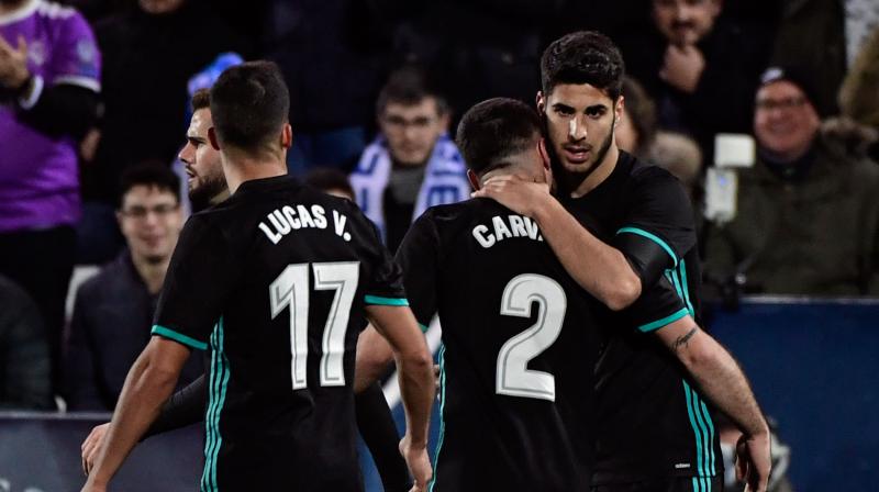 Marco Asensio's (right) late intervention gave Real a much needed boost following last weekend's 1-0 defeat at home to Villarreal that left them 18 points behind arch rivals Barcelona in La Liga. (Photo: AFP) Marco Asensio's (right) late intervention gave Real a much needed boost following last weekend's 1-0 defeat at home to Villarreal that left them 18 points behind arch rivals Barcelona in La Liga. (Photo: AFP)