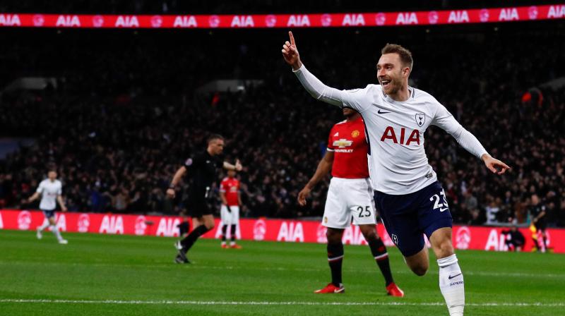 Christian Eriksen scored for Tottenham Hotspurs within 11 seconds of the start of the match against Manchester United. (Photo: AP) Christian Eriksen scored for Tottenham Hotspurs within 11 seconds of the start of the match against Manchester United. (Photo: AP)