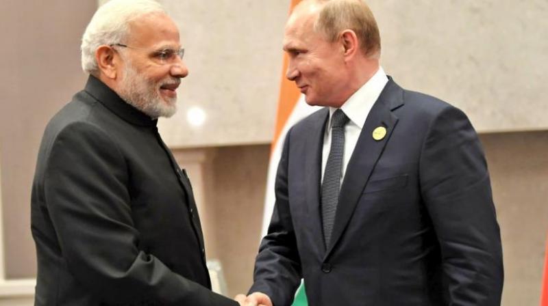 Modi was meeting Putin after their informal meeting in May in the Black Sea coastal city of Sochi in Russia in May. (Photo: Twitter | @MEAIndia) Modi was meeting Putin after their informal meeting in May in the Black Sea coastal city of Sochi in Russia in May. (Photo: Twitter | @MEAIndia)