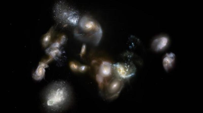 An impression of 14 galaxies detected by ALMA (Atacama large Millimter/submillimeter Array) (Photo: ALMA) An impression of 14 galaxies detected by ALMA (Atacama large Millimter/submillimeter Array) (Photo: ALMA)