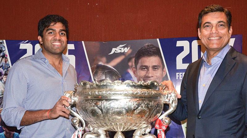 Parth Jindal and Sajjan Jindal with the Federation Cup trophy. (Photo: DC) Parth Jindal and Sajjan Jindal with the Federation Cup trophy. (Photo: DC)