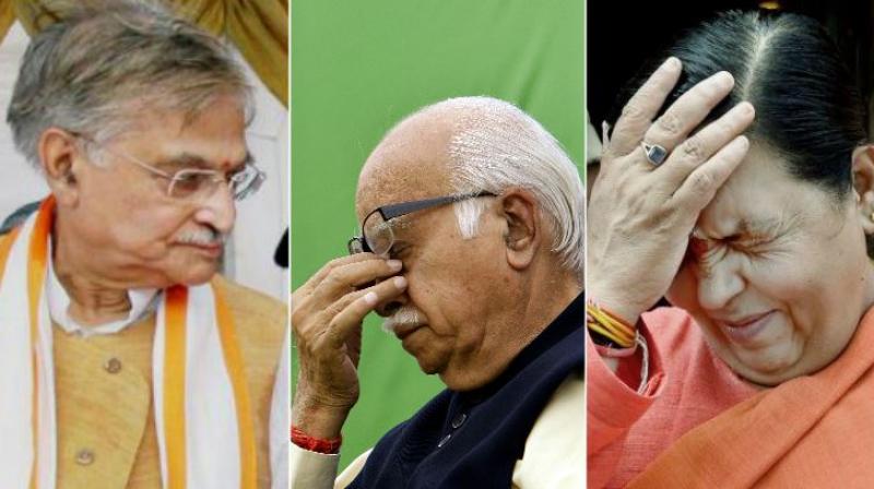 BJP leaders L K Advani, Murli Manohar Joshi and Uma Bharti. (Photos: PTI) BJP leaders L K Advani, Murli Manohar Joshi and Uma Bharti. (Photos: PTI)