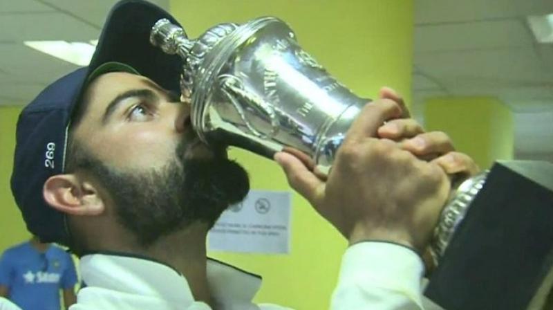 The Virat Kohli-led Indian Test team took up the viral internet challenge to celebrate their 4-0 series victory against England. (Photo: BCCI) The Virat Kohli-led Indian Test team took up the viral internet challenge to celebrate their 4-0 series victory against England. (Photo: BCCI)