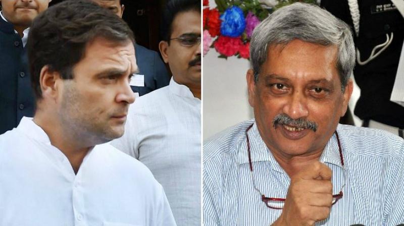 Congress vice-president Rahul Gandhi and BJP's Manohar Parrikar. (Photos: PTI) Congress vice-president Rahul Gandhi and BJP's Manohar Parrikar. (Photos: PTI)