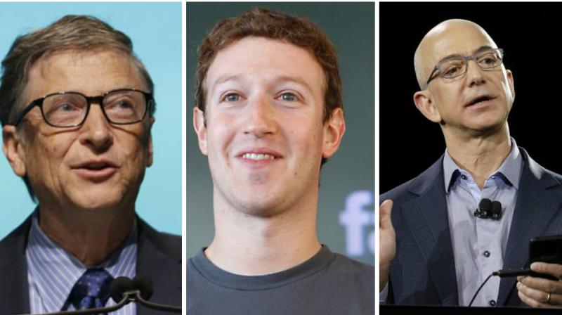 Picked from Forbes' billionaires list, they include Microsoft founder Bill Gates, Mark Zuckerberg who co-founded Facebook, and Jeff Bezos, founder of Amazon. (Photo: AP) Picked from Forbes' billionaires list, they include Microsoft founder Bill Gates, Mark Zuckerberg who co-founded Facebook, and Jeff Bezos, founder of Amazon. (Photo: AP)