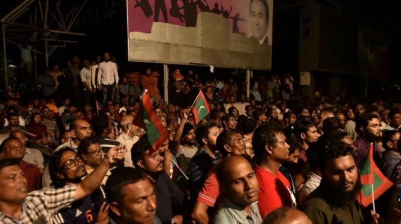 The Supreme Court decision is s seen by opposition activists as a blow to their attempts at toppling President Abdulla Yameen - accused of plunging the tiny Indian Ocean nation into political turmoil.. (Photo: AFP) The Supreme Court decision is s seen by opposition activists as a blow to their attempts at toppling President Abdulla Yameen - accused of plunging the tiny Indian Ocean nation into political turmoil.. (Photo: AFP)