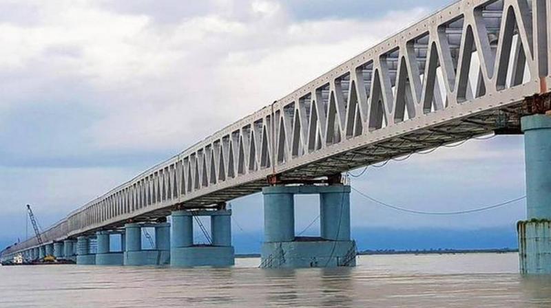 The Bogibeel bridge connects the south bank of the Brahmaputra river in Assam's Dibrugarh district with Silapathar in Dhemaji district, bordering Arunachal Pradesh. (Photo: File | PTI) The Bogibeel bridge connects the south bank of the Brahmaputra river in Assam's Dibrugarh district with Silapathar in Dhemaji district, bordering Arunachal Pradesh. (Photo: File | PTI)