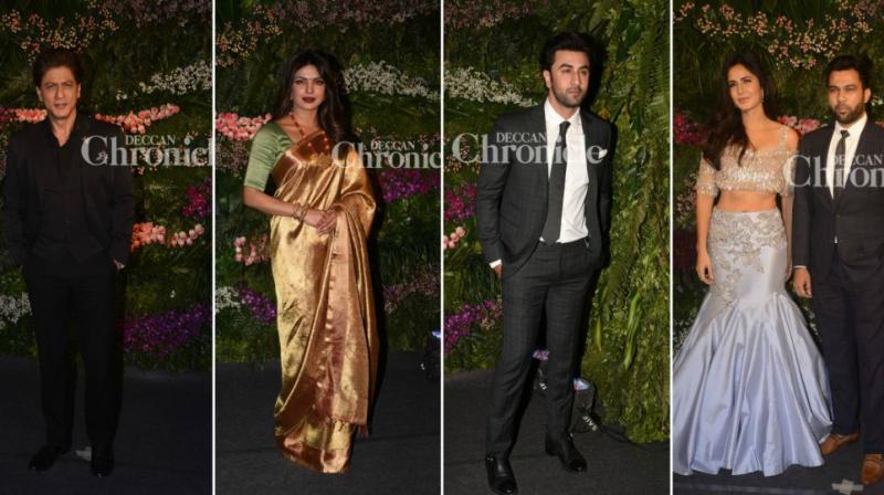 L-R: SRK, PeeCee, Ranbir, Katrina and Ali Abbas Zafar at Virushka reception. L-R: SRK, PeeCee, Ranbir, Katrina and Ali Abbas Zafar at Virushka reception.
