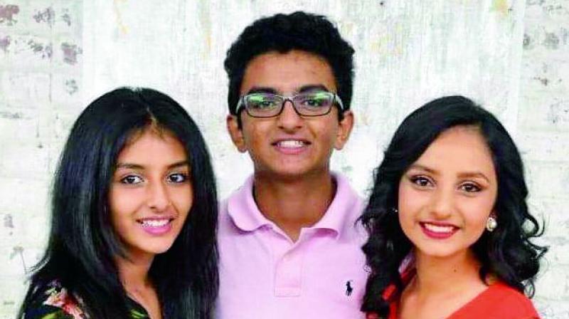 A file photo of teenage siblings (from left) Joy Suchita, Aaron Suhas and Satwika Sharron who lost their lives in a fire accident in the United States of America during Christmas last year. A file photo of teenage siblings (from left) Joy Suchita, Aaron Suhas and Satwika Sharron who lost their lives in a fire accident in the United States of America during Christmas last year.