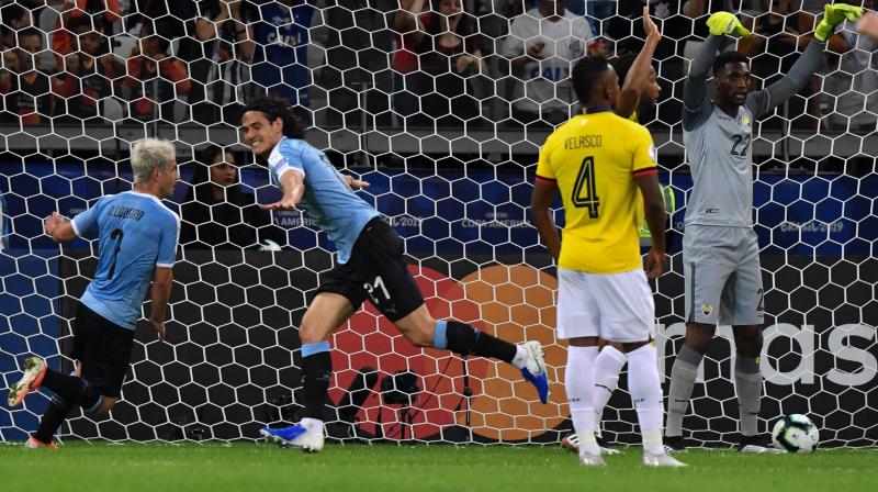 Luis Suarez and Edinson Cavani were on target as Uruguay thumped 10-man Ecuador 4-0 in their opening Group C match at the Copa America on Sunday. (Photo:AFP) Luis Suarez and Edinson Cavani were on target as Uruguay thumped 10-man Ecuador 4-0 in their opening Group C match at the Copa America on Sunday. (Photo:AFP)