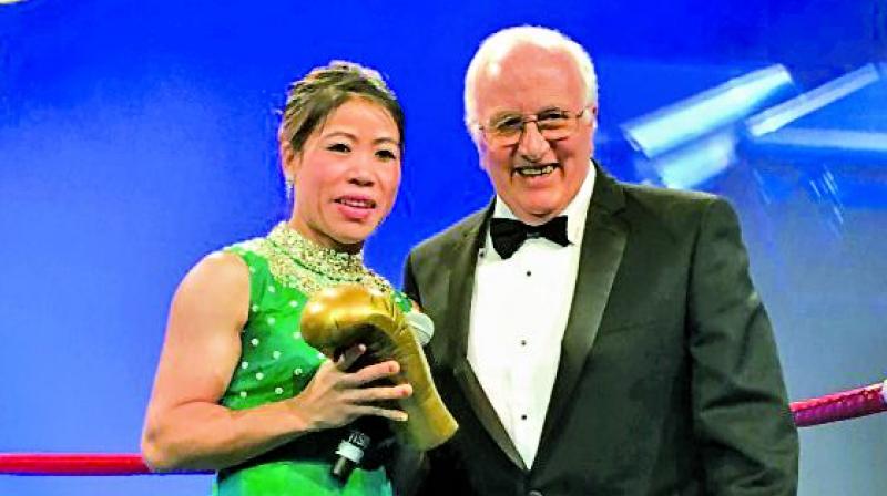 M.C. Mary Kom at the International Boxing Association’s 70th anniversary gala at Montreux, Switzerland, on Wednesday. M.C. Mary Kom at the International Boxing Association’s 70th anniversary gala at Montreux, Switzerland, on Wednesday.