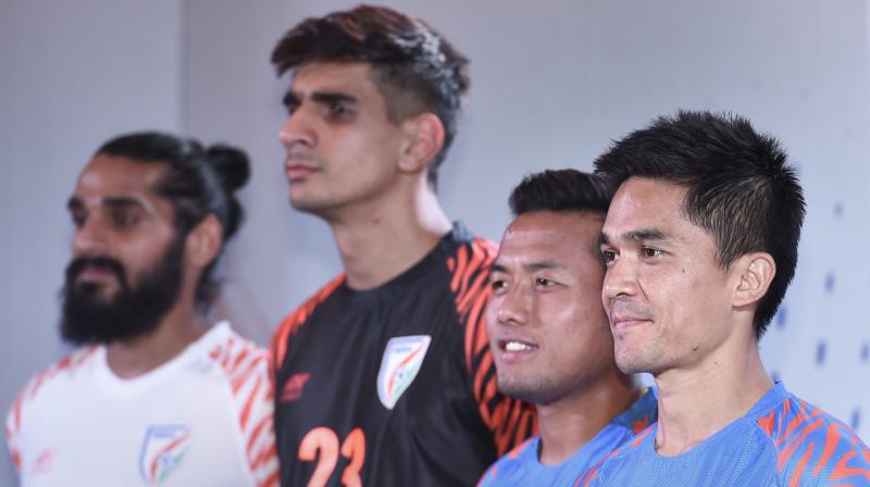 Chhetri is set to equal former captain Bhaichung Bhutia's record of all time India appearances during the Asia Cup. (Photo: PTI) Chhetri is set to equal former captain Bhaichung Bhutia's record of all time India appearances during the Asia Cup. (Photo: PTI)