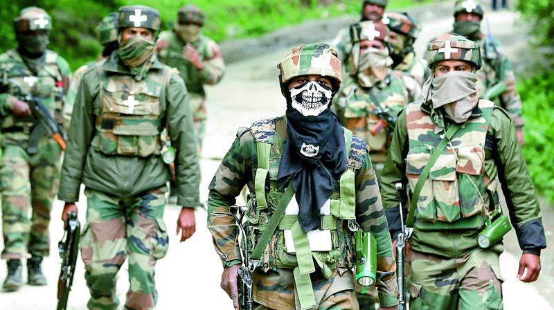 The Shopian Police, 62 Rashtriya Rifles (RR), 3 RR and the 14th Battalion of Central Reserve Police Force (CRPF) are conducting the search operation. (Representational Image | AP) The Shopian Police, 62 Rashtriya Rifles (RR), 3 RR and the 14th Battalion of Central Reserve Police Force (CRPF) are conducting the search operation. (Representational Image | AP)