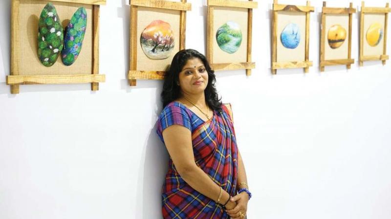 Sreeja Kalappurakkal at her 'shell art' show in Thrissur Sreeja Kalappurakkal at her 'shell art' show in Thrissur