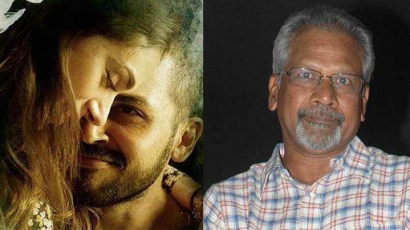 Mani Ratnam and poster of 'Kaatru Veliyidai.' Mani Ratnam and poster of 'Kaatru Veliyidai.'
