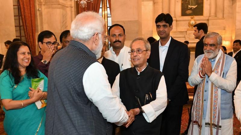 Taking to Twitter, the Prime Minister thanked Mukherjee for his contribution towards making India more developed. (Photo: ANI) Taking to Twitter, the Prime Minister thanked Mukherjee for his contribution towards making India more developed. (Photo: ANI)