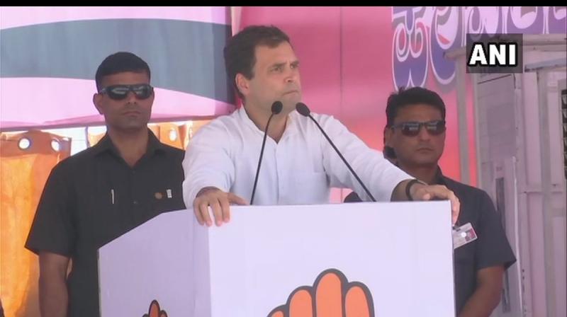 Mocking the prime minister's 'main bhai chowkidar' (I too am watchman) campaign, Congress chief Rahul Gandhi on Monday said Narendra Modi has turned the whole country into 'chowkidars' after getting caught. (Photo: Twitter/ ANI) Mocking the prime minister's 'main bhai chowkidar' (I too am watchman) campaign, Congress chief Rahul Gandhi on Monday said Narendra Modi has turned the whole country into 'chowkidars' after getting caught. (Photo: Twitter/ ANI)