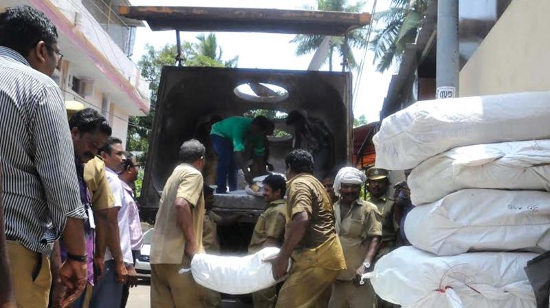 Meanwhile, on a tip-off, a team led by corporation Health officer V Prabakaran conducted surprise checks at Sevvaipettai area today and seized about 600 kilograms of banned plastic products from a godown. (Photo: Representational Image/ A.V. MUZAFAR) Meanwhile, on a tip-off, a team led by corporation Health officer V Prabakaran conducted surprise checks at Sevvaipettai area today and seized about 600 kilograms of banned plastic products from a godown. (Photo: Representational Image/ A.V. MUZAFAR)