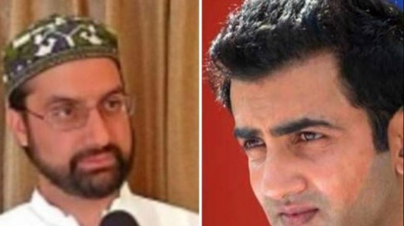 Mirwaiz cheers for Pakistan again, Gambhir suggests him to 'cross the border'. (Photo: Twitter | ANI) Mirwaiz cheers for Pakistan again, Gambhir suggests him to 'cross the border'. (Photo: Twitter | ANI)