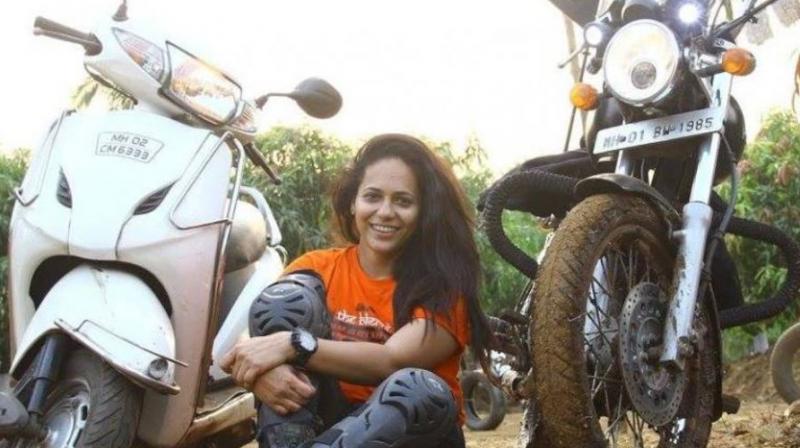 Jagruti Hogale, a member of the all-women 'Bikerni' motorcycle club, was on a trip with two other bikers to Jawhar in Palghar district on Sunday when the incident occurred. (Photo: Facebook/Jagruti Viraj Hogale) Jagruti Hogale, a member of the all-women 'Bikerni' motorcycle club, was on a trip with two other bikers to Jawhar in Palghar district on Sunday when the incident occurred. (Photo: Facebook/Jagruti Viraj Hogale)