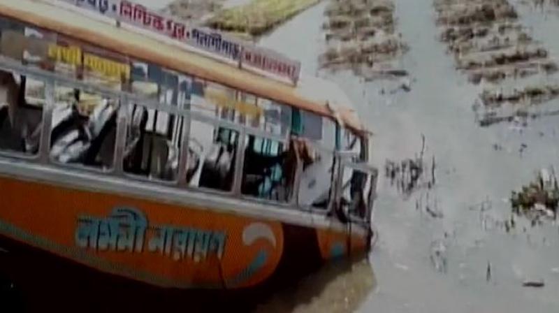 A bus overturned and fell into a ditch in Nadia district, killing eight persons and injuring 36. (Photo: ANI | Twitter) A bus overturned and fell into a ditch in Nadia district, killing eight persons and injuring 36. (Photo: ANI | Twitter)