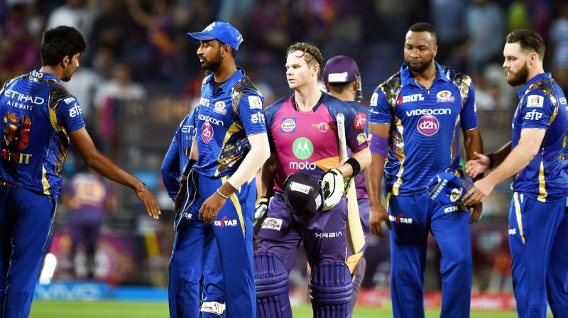 Rising Pune Supergiants batsman Steve Smith celebrates victory during the IPL T20 match played against Mumbai Indians in Pune on Thursday. (Photo: PTI) Rising Pune Supergiants batsman Steve Smith celebrates victory during the IPL T20 match played against Mumbai Indians in Pune on Thursday. (Photo: PTI)