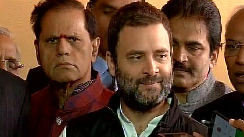 Congress Vice-President Rahul Gandhi at 'Black Day' protest against demonetisation. (Photo: ANI Twitter) Congress Vice-President Rahul Gandhi at 'Black Day' protest against demonetisation. (Photo: ANI Twitter)
