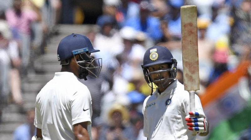 Agarwal became only the seventh Indian opener to score a half-century on Test debut and also registered the highest score for a debutant Indian batsman on Australian soil. (Photo: AP) Agarwal became only the seventh Indian opener to score a half-century on Test debut and also registered the highest score for a debutant Indian batsman on Australian soil. (Photo: AP)