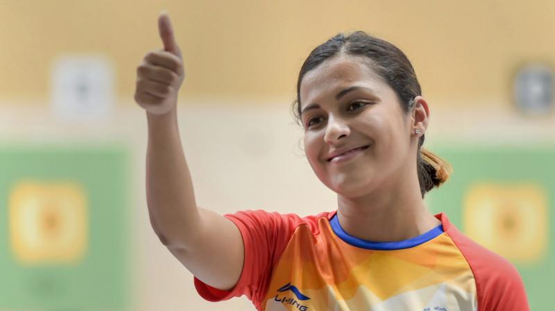 Sidhu's score equalled the world record held by reigning Olympic and world champion Anna Korakaki of Greece. (Photo: PTI) Sidhu's score equalled the world record held by reigning Olympic and world champion Anna Korakaki of Greece. (Photo: PTI)