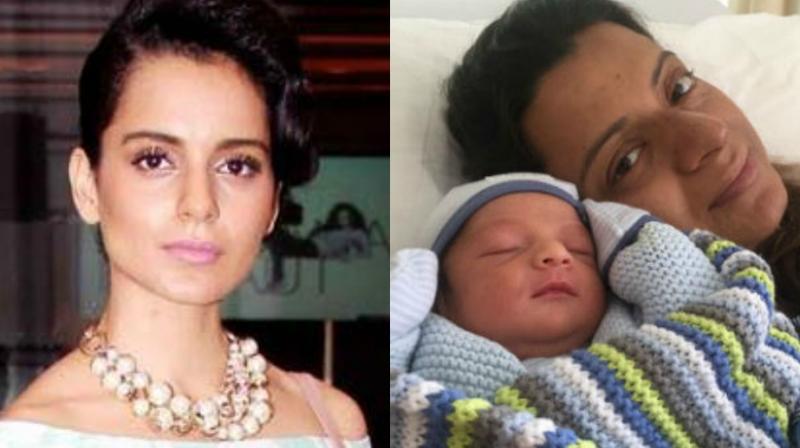 Kangana Ranaut; Rangoli with her newborn. Kangana Ranaut; Rangoli with her newborn.