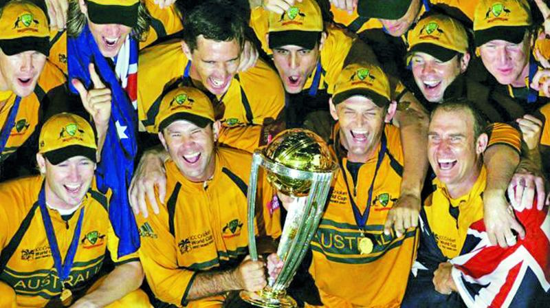 Australia celebrate their World Cup hat-trick in 2007. Australia celebrate their World Cup hat-trick in 2007.