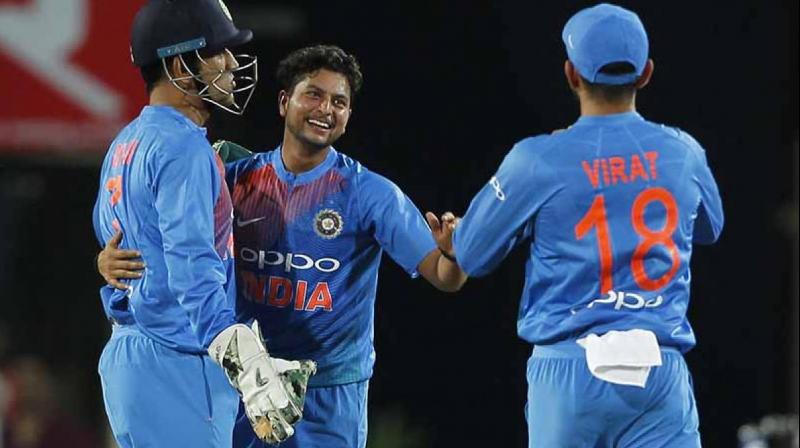 The spinner later requested MS Dhoni for a field change behind the stumps, with the fielder at square leg making way to the fine leg boundary. (Photo: BCCI) The spinner later requested MS Dhoni for a field change behind the stumps, with the fielder at square leg making way to the fine leg boundary. (Photo: BCCI)