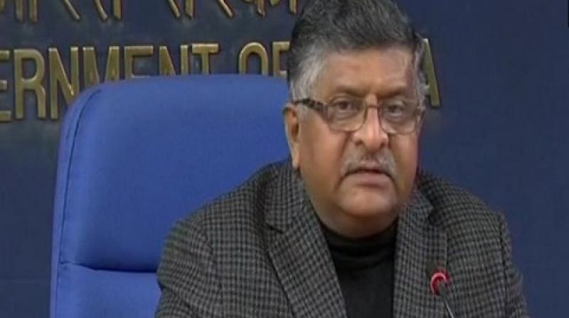 Ravi Shankar Prasad said that data protection legislation will be high on government priority. (Photo: File | ANI) Ravi Shankar Prasad said that data protection legislation will be high on government priority. (Photo: File | ANI)