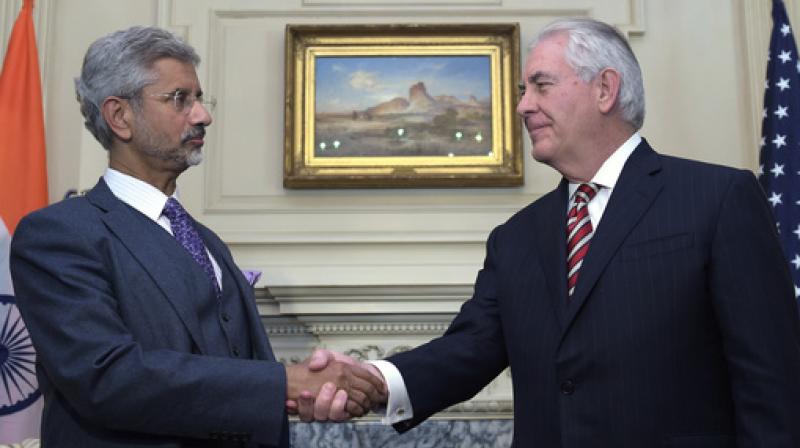 Secretary of State Rex Tillerson shakes hands with Indian Foreign Secretary Subrahmanyam Jaishankar at the State Department in Washington. (Photo: AP) Secretary of State Rex Tillerson shakes hands with Indian Foreign Secretary Subrahmanyam Jaishankar at the State Department in Washington. (Photo: AP)