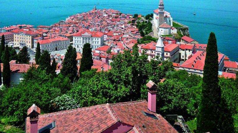 View of Piran from the Town Walls. View of Piran from the Town Walls.