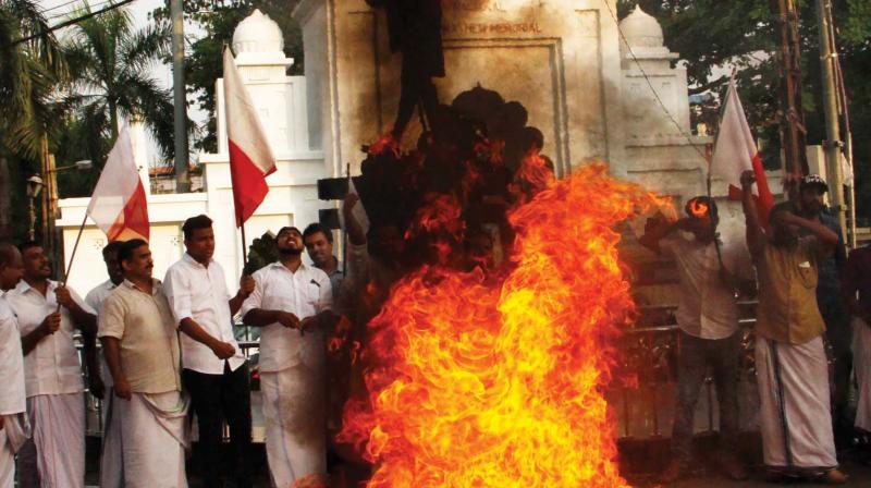 The incident occurred when a BJP worker poured petrol on the already lit effigy. (Photo: Representational) The incident occurred when a BJP worker poured petrol on the already lit effigy. (Photo: Representational)